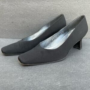 Stuart Weitzman Black Fabric Square Toe Pumps 7B